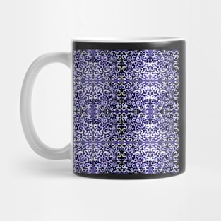 white swirls and dots on purple, pattern Mug